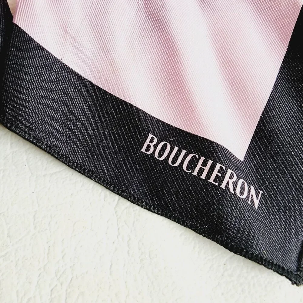 Boucheron Women's 100% Silk Pink/Black Watch Band Strap Made In France 9" - Picture 3 of 11